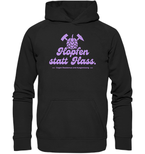 "Hopfen statt Hass." Lavendel - Basic Unisex Hoodie